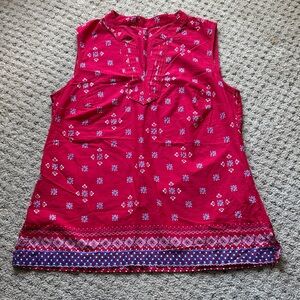 Talbots Sleeveless Red Patterned Women's Top Size Small